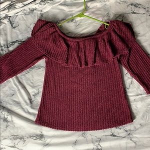 Maroon off the shoulder shirt
